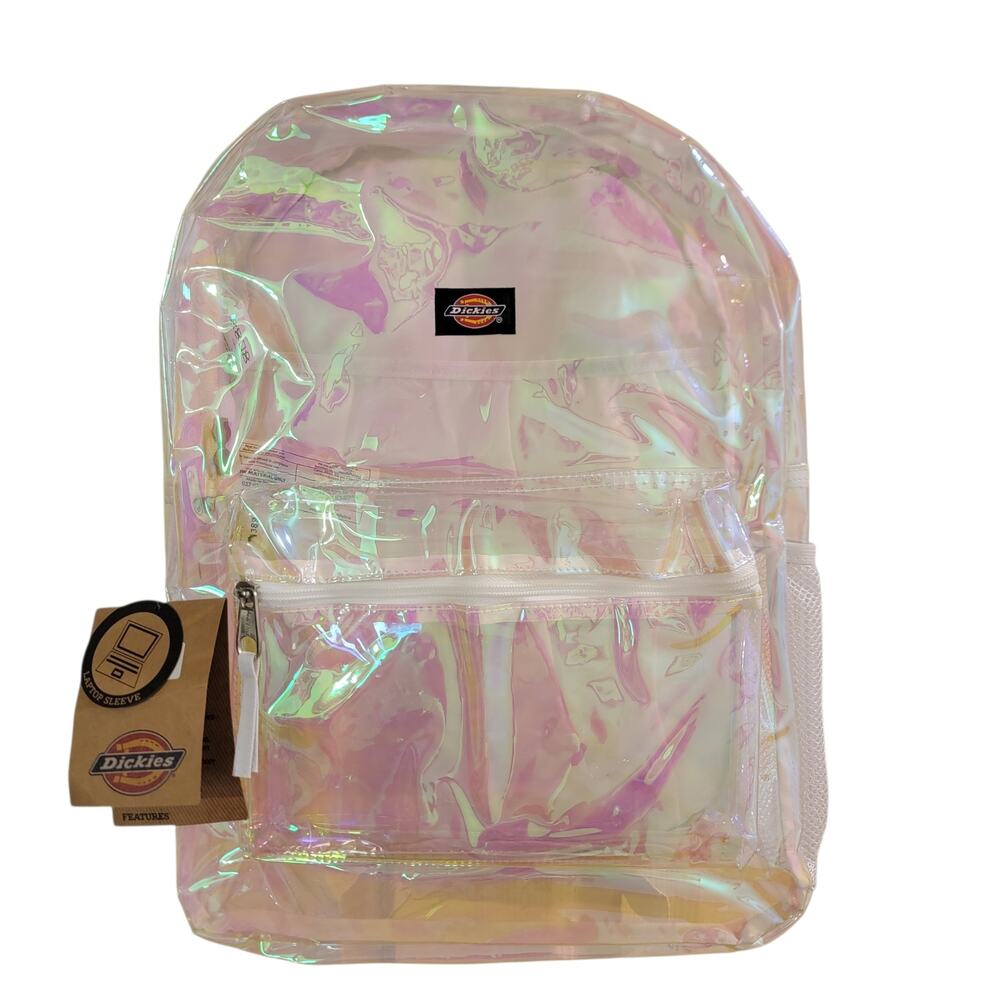 Dickies Champagne Iridescent Clear Backpack NWT 17" Laptop Sleeve